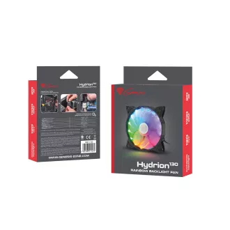 Ventilator Genesis Hydrion 130, iluminare din spate cu LED-uri curcubeu, 120mm