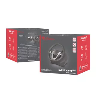 Roată de gaming Genesis Seaborg 400, multiplatformă pentru PC,PS4,PS3,Xbox One, Xbox 360,N Switch