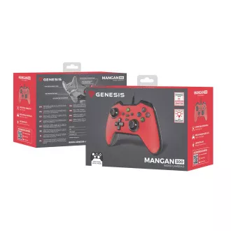 Gamepad cu fir Genesis MANGAN 300, pentru PC/Switch/Mobil, roșu