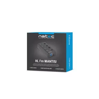 Hub activ Natec Mantis 2 cu funcție de încărcare 4x HUB USB 3.0, comutator de alimentare, adaptor de alimentare Hub activ Natec Mantis 2 cu funcție de încărcare 4x HUB USB 3.0, comutator de alimentare, adaptor de alimentare