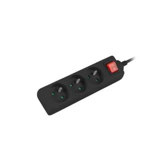 Cablu prelungitor Lanberg PS1, 3 prize, comutator 3m, negru