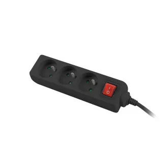 Cablu prelungitor Lanberg PS1, 3 prize, comutator 3m, negru