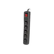 Protector de supratensiune Natec BERCY 400, 1,5 m, 5 prize, intrerupator, negru