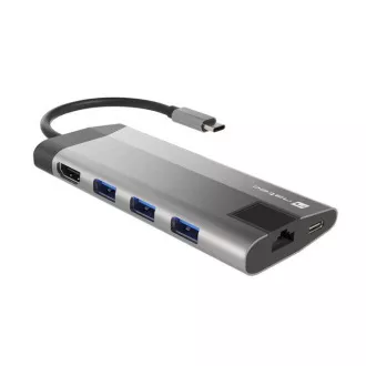 Adaptor multiport Natec FOWLER PLUS HUB 8 în 1, USB 3.0 3X, HDMI 4K, USB-C PD, RJ45, SD, MICRO