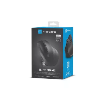 Natec CRAKE 2/Office/Optic/Dreaptaci/2400 DPI/USB+BT/Negru