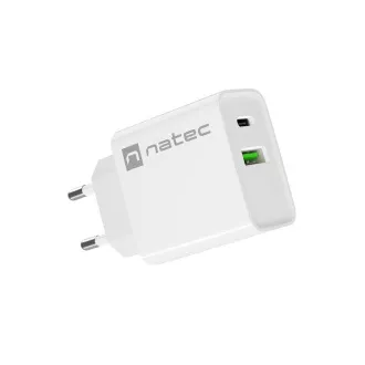 Incarcator universal Natec RIBERA 20W 1X USB-A + 1X USB-C, alb