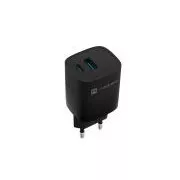 Încărcător universal USB Natec RIBERA GaN 30 W, 1X USB-A, 1X USB-C, negru