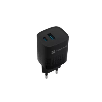 Încărcător universal USB Natec RIBERA GaN 30 W, 1X USB-A, 1X USB-C, negru
