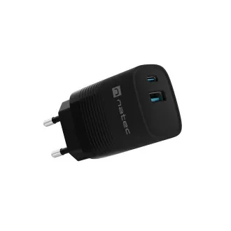 Încărcător universal USB Natec RIBERA GaN 30 W, 1X USB-A, 1X USB-C, negru