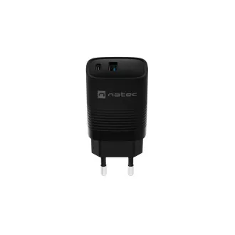 Încărcător universal USB Natec RIBERA GaN 30 W, 1X USB-A, 1X USB-C, negru