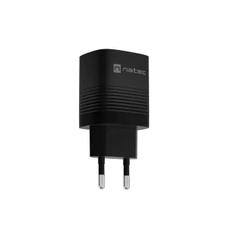 Încărcător universal USB Natec RIBERA GaN 30 W, 1X USB-A, 1X USB-C, negru