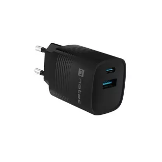 Încărcător universal USB Natec RIBERA GaN 30 W, 1X USB-A, 1X USB-C, negru