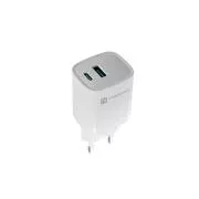 Încărcător universal USB Natec RIBERA GaN 30W, 1X USB-A, 1X USB-C, alb