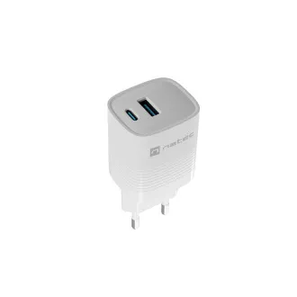 Încărcător universal USB Natec RIBERA GaN 30W, 1X USB-A, 1X USB-C, alb