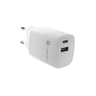 Încărcător universal USB Natec RIBERA GaN 30W, 1X USB-A, 1X USB-C, alb