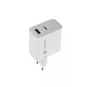 Încărcător universal USB Natec RIBERA GaN 45W, 1X USB-A, 1X USB-C, alb