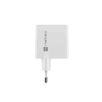 Încărcător universal USB Natec RIBERA GaN 45W, 1X USB-A, 1X USB-C, alb