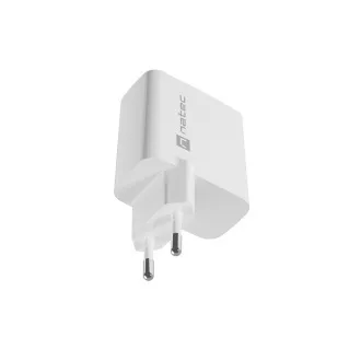 Încărcător universal USB Natec RIBERA GaN 45W, 1X USB-A, 1X USB-C, alb