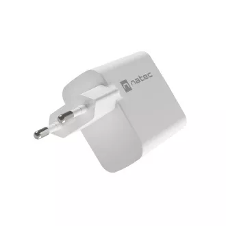 Încărcător universal USB Natec RIBERA GaN 45W, 1X USB-A, 1X USB-C, alb