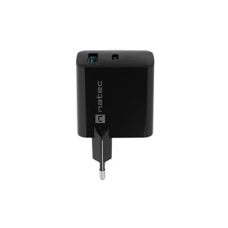 Încărcător universal USB Natec RIBERA GaN 45W, 1X USB-A, 1X USB-C, negru