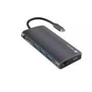 Adaptor multiport Natec FOWLER 2 3X HUB USB 3.0, HDMI 4K, USB-C, RJ45, SD, MICRO SD