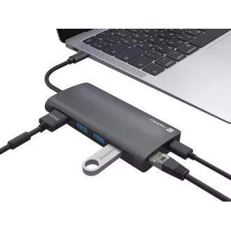 Adaptor multiport Natec FOWLER 2 3X HUB USB 3.0, HDMI 4K, USB-C, RJ45, SD, MICRO SD