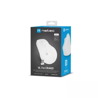 Mouse wireless Natec CRAKE 2/Office/Optic/2.400 DPI/USB+BT/Alb/Vertical/Optic/Pentru utilizatori dreptaci