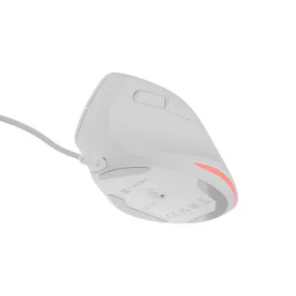 Mouse vertical Natec CRAKE 2 PRO/Vertical/Optic/Pentru dreptaci/12.400 DPI/Cu fir USB-A/Alb