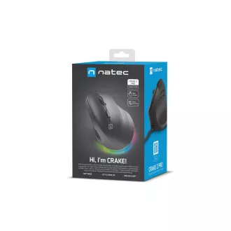 Mouse vertical Natec CRAKE 2 PRO/Vertical/Optic/Pentru dreptaci/12.400 DPI/Cu fir USB-A/Negru