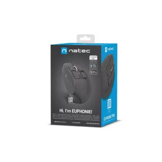 Mouse wireless vertical Natec EUPHONIE PRO/Vertical/Blue Sense/Pentru dreptaci/4.000 DPI/USB+BT/Negru Mouse wireless vertical Natec EUPHONIE PRO/Vertical/Blue Sense/Pentru dreptaci/4.000 DPI/USB+BT/Negru