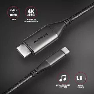 AXAGON RVC-HI2MC, adaptor/cablu USB-C -> HDMI 2.0a 1.8m, 4K/60Hz HDR10