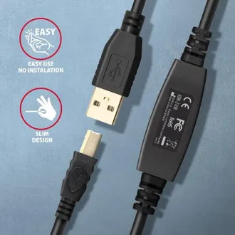 AXAGON ADR-210B, cablu USB 2.0 AM -> BM pentru conexiune activă / repetor, 10m