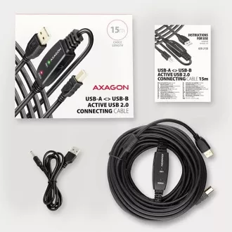 AXAGON ADR-215B, cablu USB 2.0 AM -> BM pentru conexiune activă / repetor, 15m AXAGON ADR-215B, cablu USB 2.0 AM -> BM pentru conexiune activă / repetor, 15m