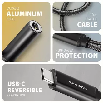 AXAGON ADA-HCPD, USB-C la mufă de 3,5 mm - Adaptor audio DAC de înaltă rezoluție, 384 kHz/32 biți, stereo, PD 60W 3A