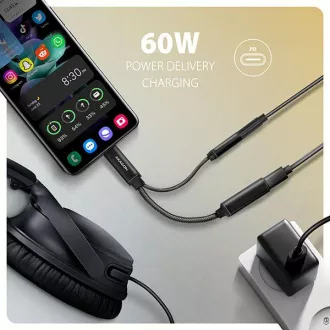 AXAGON ADA-HCPD, USB-C la mufă de 3,5 mm - Adaptor audio DAC de înaltă rezoluție, 384 kHz/32 biți, stereo, PD 60W 3A