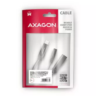 AXAGON ADA-HCPD, USB-C la mufă de 3,5 mm - Adaptor audio DAC de înaltă rezoluție, 384 kHz/32 biți, stereo, PD 60W 3A
