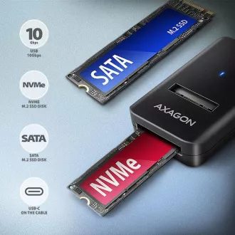 Adaptor AXAGON ADM2-CM USB-C 10Gbps - M.2 NVMe și SSD SATA, cablu USB-C 10cm