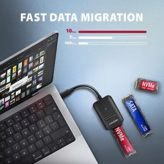 Adaptor AXAGON ADM2-CM USB-C 10Gbps - M.2 NVMe și SSD SATA, cablu USB-C 10cm