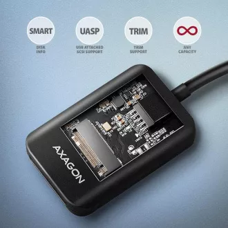 Adaptor AXAGON ADM2-CM USB-C 10Gbps - M.2 NVMe și SSD SATA, cablu USB-C 10cm