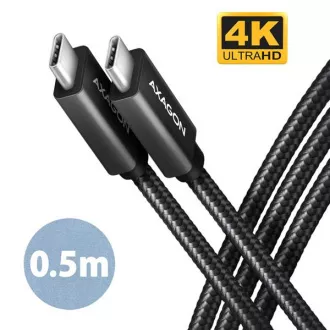 AXAGON BUCM32-CM05AB, cablu SPEED+ USB-C <-> USB-C, 0.5m, USB 20Gbps, PD 100W 5A, 4K HD, ALU, împletit AXAGON BUCM32-CM05AB, cablu SPEED+ USB-C <-> USB-C, 0.5m, USB 20Gbps, PD 100W 5A, 4K HD, ALU, împletit