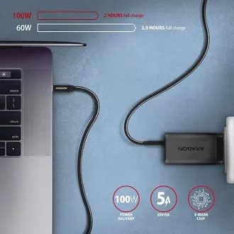 AXAGON BUCM32-CM05AB, cablu SPEED+ USB-C <-> USB-C, 0.5m, USB 20Gbps, PD 100W 5A, 4K HD, ALU, împletit AXAGON BUCM32-CM05AB, cablu SPEED+ USB-C <-> USB-C, 0.5m, USB 20Gbps, PD 100W 5A, 4K HD, ALU, împletit