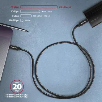 AXAGON BUCM32-CM05AB, cablu SPEED+ USB-C <-> USB-C, 0.5m, USB 20Gbps, PD 100W 5A, 4K HD, ALU, împletit AXAGON BUCM32-CM05AB, cablu SPEED+ USB-C <-> USB-C, 0.5m, USB 20Gbps, PD 100W 5A, 4K HD, ALU, împletit