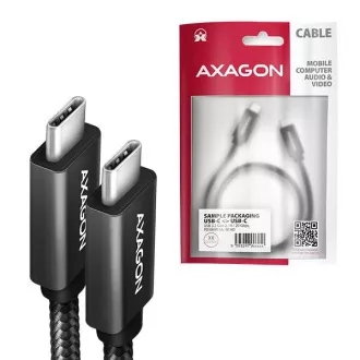 AXAGON BUCM32-CM05AB, cablu SPEED+ USB-C <-> USB-C, 0.5m, USB 20Gbps, PD 100W 5A, 4K HD, ALU, împletit AXAGON BUCM32-CM05AB, cablu SPEED+ USB-C <-> USB-C, 0.5m, USB 20Gbps, PD 100W 5A, 4K HD, ALU, împletit