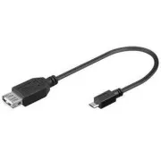 Reducere cablu USB PremCordA/femă-MicroUSB/mascul20cmOTG