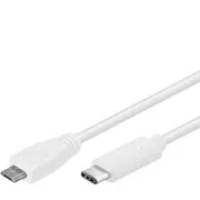PremiumCord USB-C/tată - USB 2.0 Micro-B/Tată, alb, 0,6 m