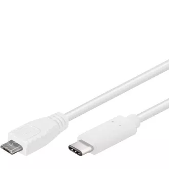 PremiumCord USB-C/tată - USB 2.0 Micro-B/Tată, alb, 0,6 m