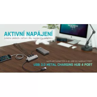 i-tec USB 3.0 metal HUB de încărcare 4 porturi