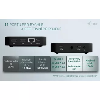 Stație de andocare i-tec USB-C dual HDMI cu alimentare de 100W + încărcător universal i-tec de 100W Stație de andocare i-tec USB-C dual HDMI cu alimentare de 100W + încărcător universal i-tec de 100W