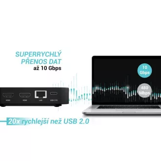 Stație de andocare i-tec USB-C DP cu HDMI dual, alimentare 100W