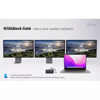 Stație de andocare i-tec USB-C DP cu HDMI dual, alimentare 100W